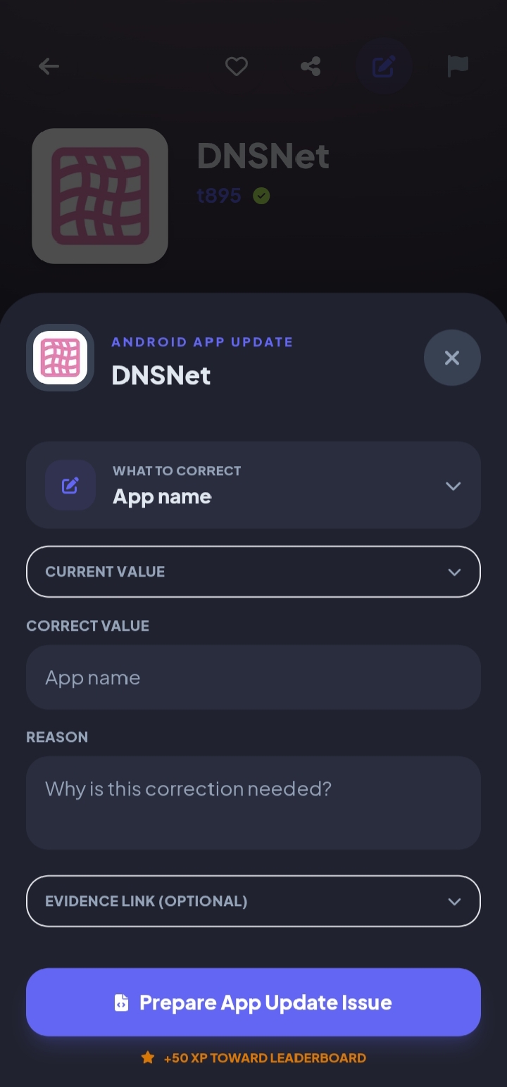 App corrections