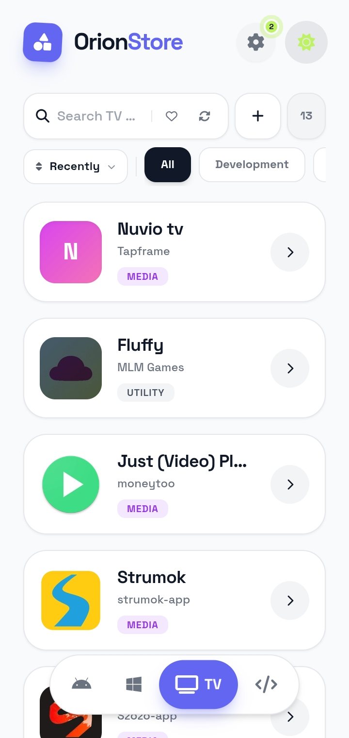 TV catalog in the light theme